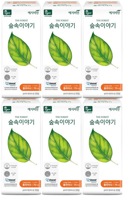예지미인 숲속이야기 비오셀 롱 라이너 75P X 6팩, 75매입, 6개