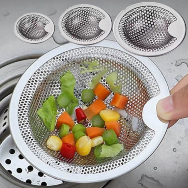 본라이프 올스텐304 음식물 싱크대거름망 욕조 배수구 망 타공 욕조망 하수구 세면대 화장실 머리카락 거름망 캡 덮개 거름망 개수구 배수구 이물질 오물 덮개 하수구 뚜껑 걸름망, 손잡이타공배수구망-대형L, 1개, 실버