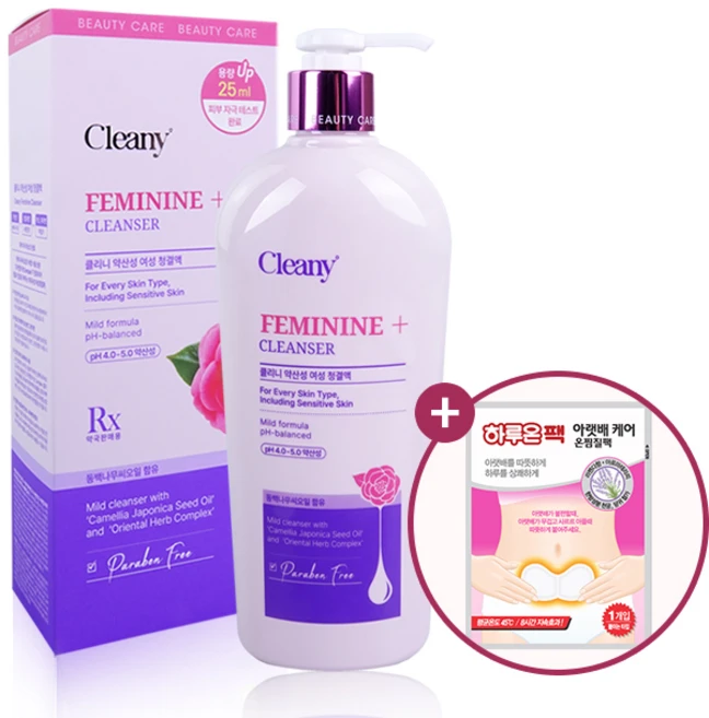 Feminine Cleanser 클리니 약산성 pH4.0-5.0 여성 청결제 + 아랫배케어 온찜질팩 1매증정, 275ml, 1개 - 쿠팡