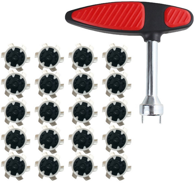 징크 골프화 스파이크징 교체 골프화징, 20개, 일자형, 렌치세트