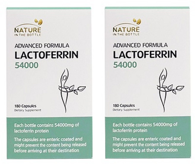 락토페린 54000mg 장용성 코팅 6개월분 (180정) 네이쳐인더보틀, 180정, 2개