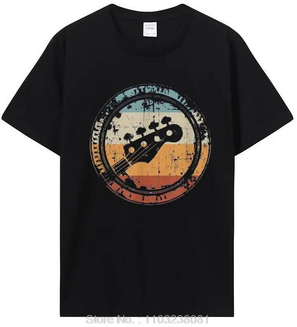 베이시스트 및 베이스 연주자용 빈티지 기타 헤드스톡 티셔츠 그래픽 스트리트웨어 코튼 생일 선물 여름