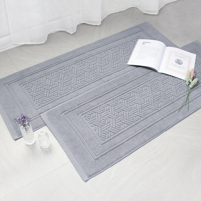 어메니티타올 어반 호텔식 양면 주방매트 욕실 타월 발매트 2P 세트, 그레이