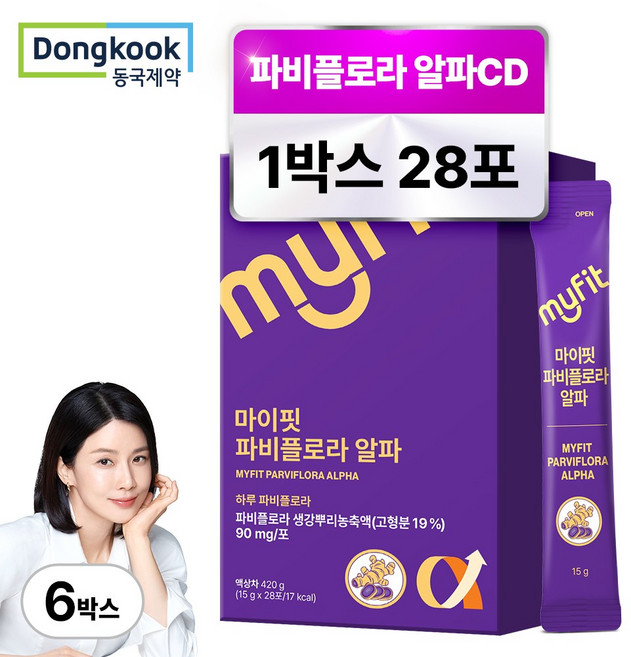 동국제약 마이핏 이보영 파비플로라 알파CD 저당 설계 액상 스틱, 6개, 420g