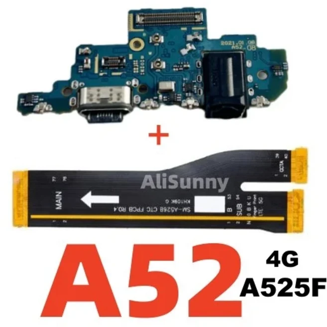 충전 USB 포트 + 메인 보드 플렉스 케이블 삼성 A72 A55 A54 A53 A52 A35 A34 A32 A25 A22 A21S Dock 커넥