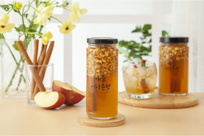 수제청 300g 자일로스 과일청 답례품 선물 레몬청 망고청 자몽청 복숭아청, 애플시나몬, 1개, 1개입