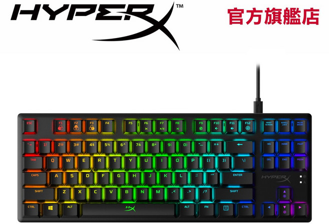 HyperX Alloy Origins Core 80%機械式電競鍵盤 精巧設計 鋁合金結構 RGB燈效 Type-C連接, 紅軸 英文鍵盤