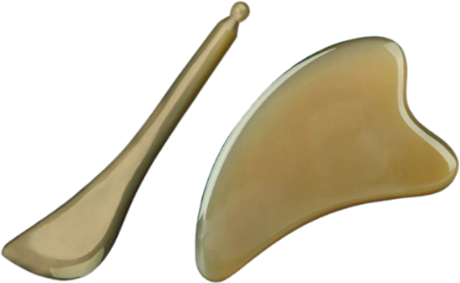 LEZER 牛角刮痧器組 刮痧板刮痧棒 面部按摩身體刮痧工具 一組兩入, 1套