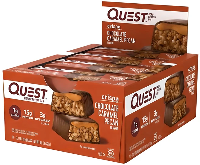 퀘스트뉴트리션 히어로 프로틴 바 크리스피 초콜릿 캐러멜 피칸 맛, 720g, 1개 - 쿠팡