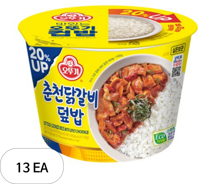 오뚜기 맛있는 컵밥 춘천닭갈비덮밥, 310g, 13개