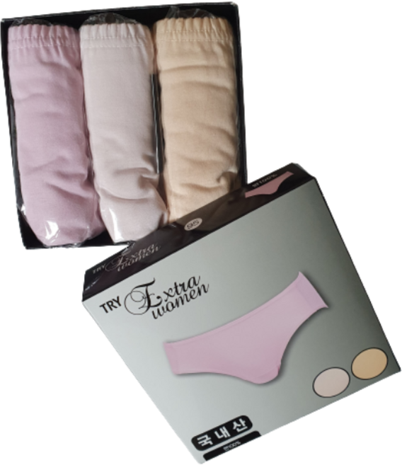 트라이 TRY 여성 미디 솔리드 삼각팬티 E19 3매 세트 국내산 면100