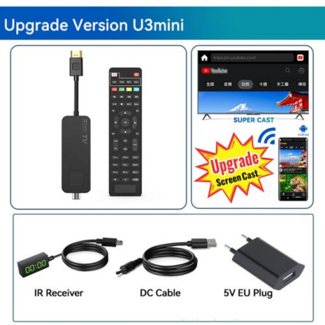 셋톱박스 UBISHENG 디지털 지상 TV 수신기 1080P FTA TV 디코더 미디어 TV 박스 PVR 지원 유튜브 IPTV 튜너 H.265 DVB T2, Eu 플러그, Black, 1) Black - Eu 플러그