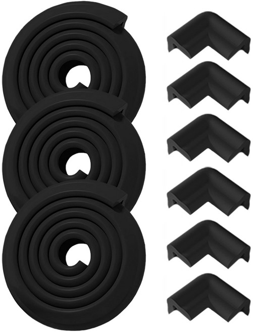 MZ생활 에어쿠션 더 두꺼운 17mm 모서리보호대 3p + 코너보호대 6p, 1세트, 블랙