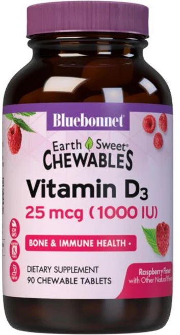 면역력 높이 영양제 비타민D 광합성 블루본넷 뉴트리션 어스 스위트 비타민D3 1000 U 씹어먹 정제 라즈베리 90정, 라즈베리맛 90개, 1개 - 쿠팡