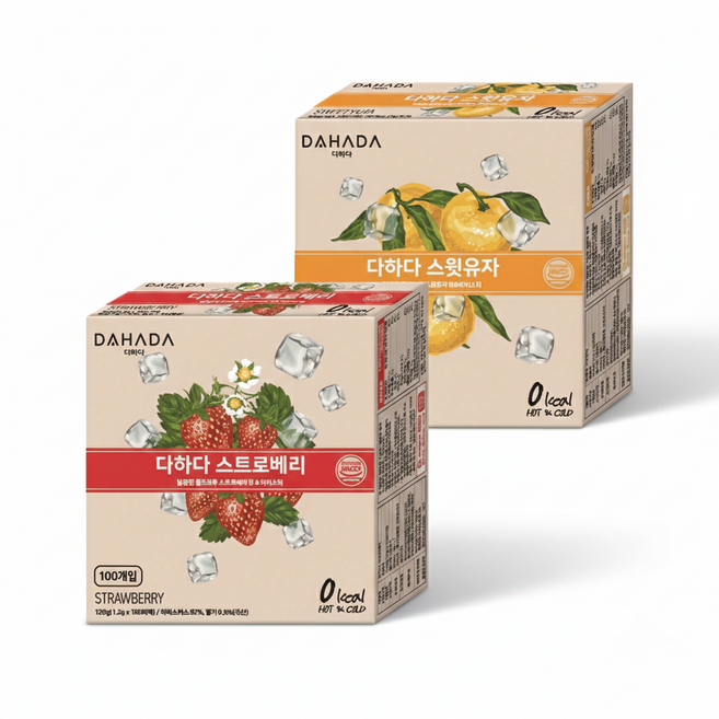 다하다 스트로베리+스윗유자 200티백 세트, 1세트, 200개입