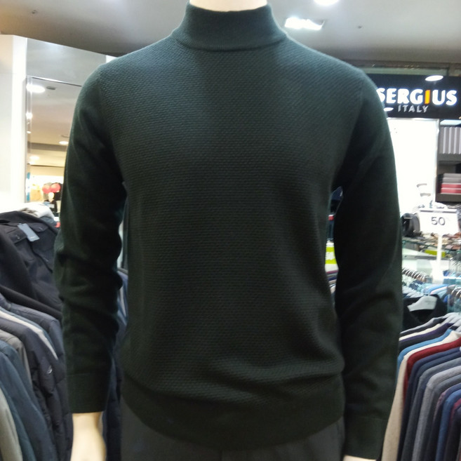 세르지오 에스에스패션 남성 캐주얼 겨울 흐트럼없이 단단하게 떨어지는 근사한핏 와플짜임 고급울혼방 터틀넥 반폴라 니트 긴팔 티셔츠