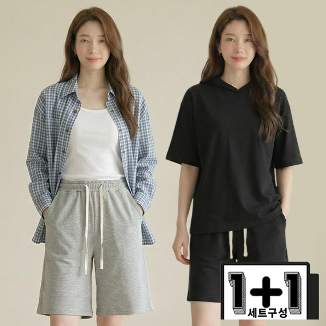 [1+1] 드마엘 여성 루이스 밴딩 5부 버뮤다 팬츠+델로나