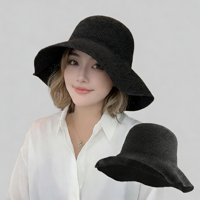 ZHEYE 돌돌이 라탄 버킷햇 모자 여름용 햇빛차단
