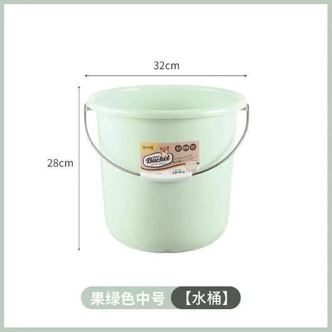 無品牌 加厚特大容量水桶 洗澡桶 泡腳桶 洗衣桶, 1個, 北歐綠 四件套 共兩個桶+兩支水瓢,34L特大號 加厚不銹鋼手提 可耐高溫