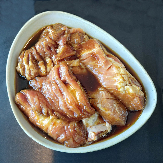 국내산 한돈양념갈비칼집구이 100% 한돈갈비구이, 3개, 600g