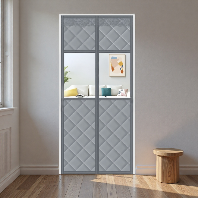 Miri&Ju 두꺼운 패딩 외풍차단 방한 자석커튼 양문형, 투명창