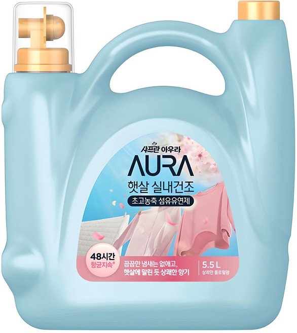 아우라 햇살 실내건조 초고농축 섬유유연제 상쾌한 플로럴향 본품, 5.5L, 1개