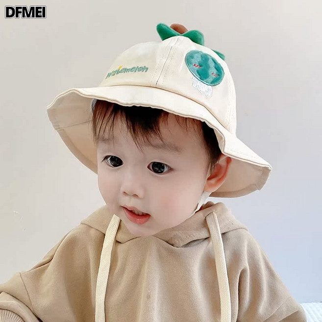 DFMEI 寶寶帽子春秋薄款夏季兒童遮陽帽男童嬰兒盆帽女童可愛超萌漁