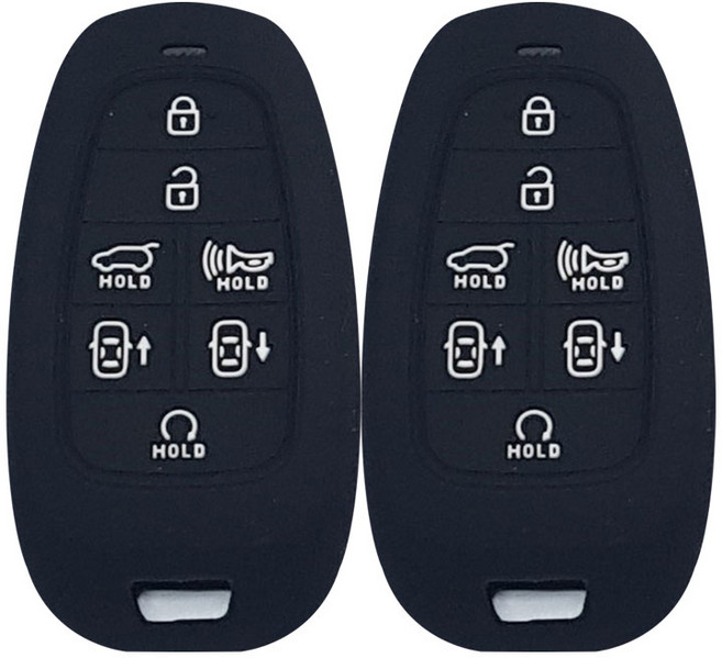 현대 스타리아 (호환가능) 7버튼 실리콘 스마트키케이스 1+1, 블랙, 2개