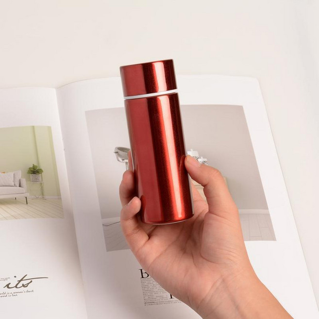 DFMEI 미니 텀블러 304 스테인리스 스틸 여성 소형 휴대용 물컵 작은 병 작은 용량 콤팩트 포켓 컵, 레드120ml, 1개