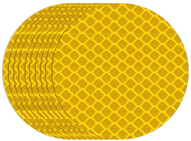 차량 리플렉터 밤운전 안전운전 반사판 스티커, 원형 골드, 1개