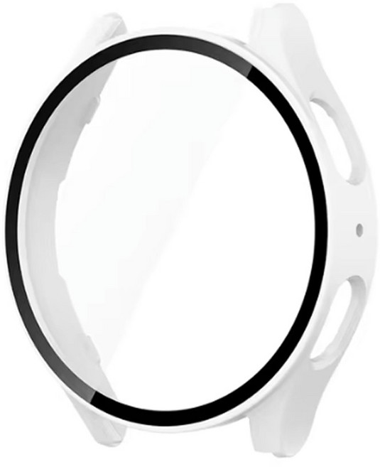 디나인워치 갤럭시워치 7 6 강화유리 풀커버 하드케이스, 화이트, 1개
