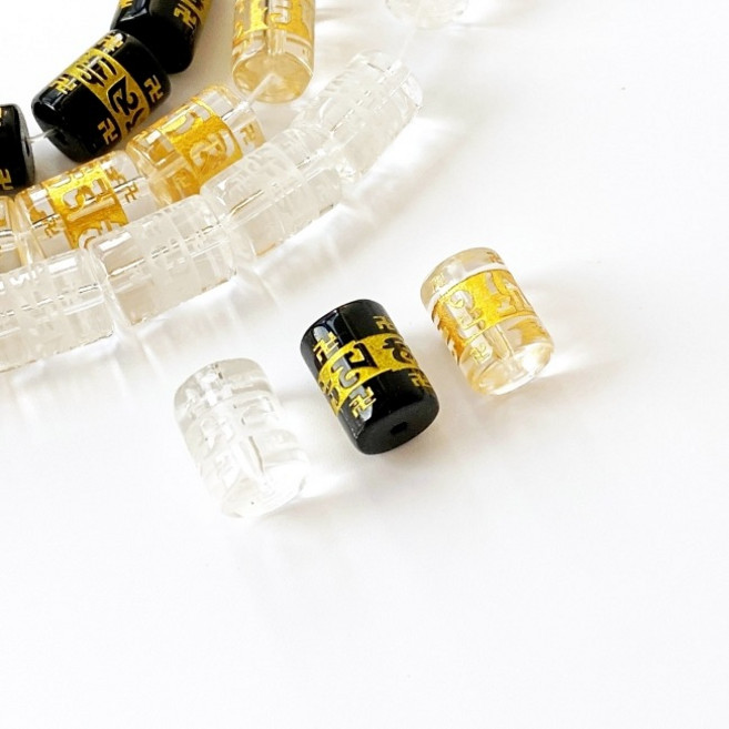 2-4-044 원석 옴자(옴마니반메훔) 원통 8mm 10mm(1 개), 10x14mm, 백수정 화이트, 1개