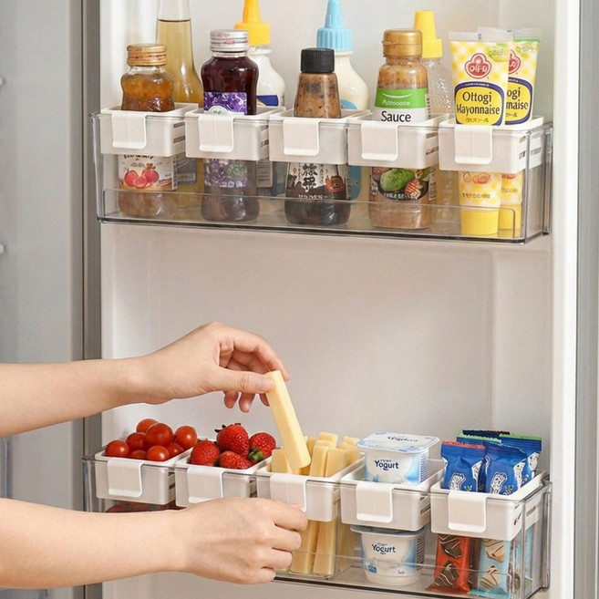 웨이븐 간편한 냉장고 도어포켓 틈새 길이조절 클립, 10개, 화이트