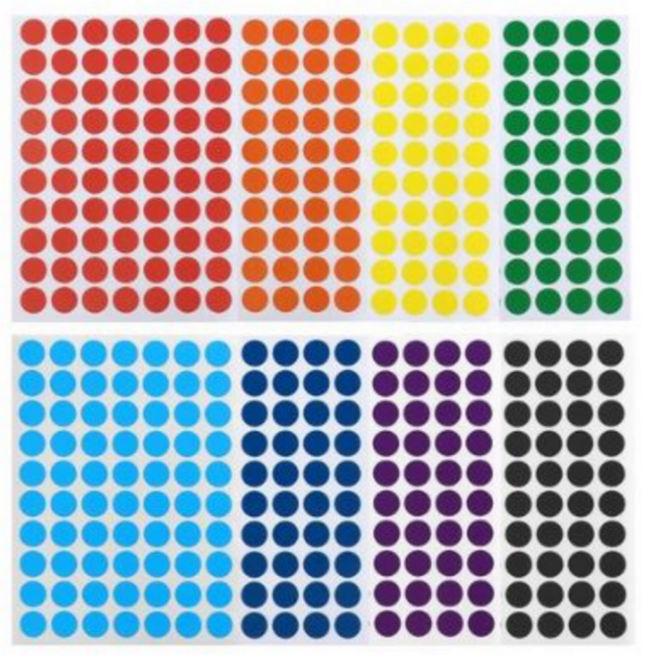 LOZY 방수 원형 스티커 10mm 컬러 라벨 분류 표시 네임 라벨 정리 스티커, 1개, 10개입