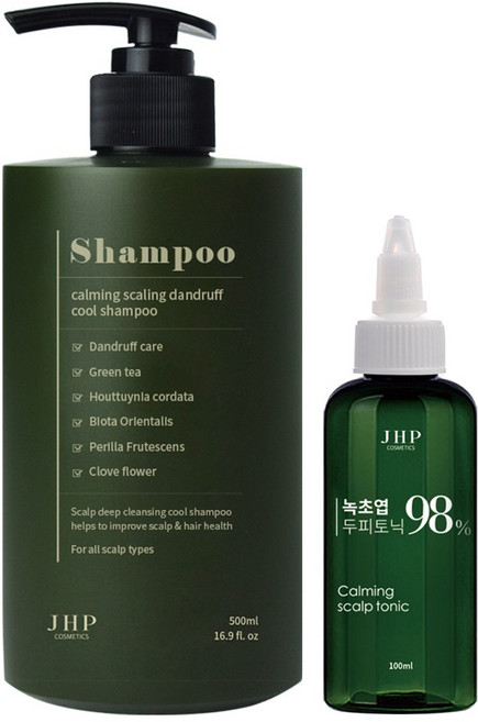 제이에이치피 녹초엽 지루성 두피 스케일링 비듬 쿨 샴푸+두피토닉, 1개, 500ml