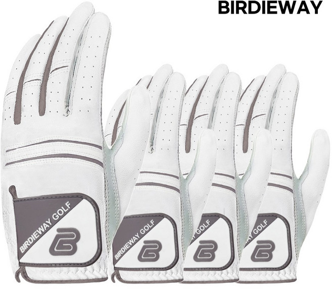 버디웨이 하이퀄리티 4계절용 반양피 왼손용 골프장갑 4p, 4개, 화이트