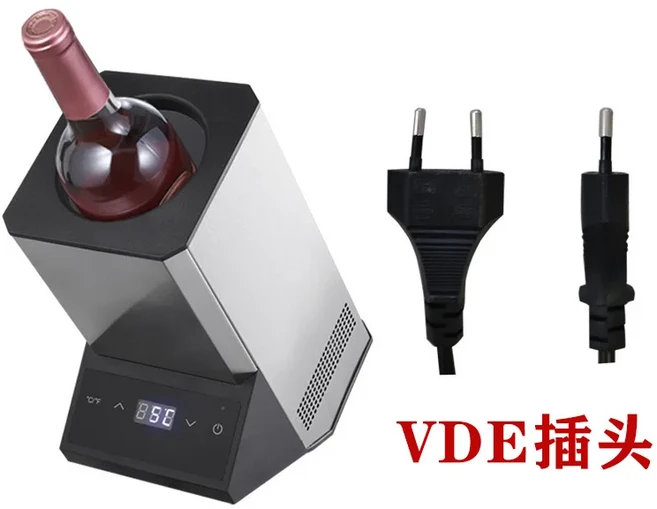 와인 쿨러 스테인리스 스틸 전자 아이스 쿨러 레드 급속 냉각 쿨러 온도 조절 가능, 01 VDE plug