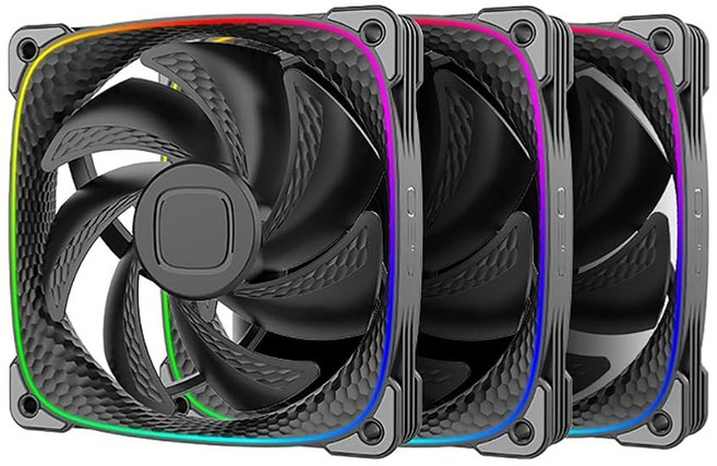 기하학적 미래 스쿼마 2503R 리버스 블레이드 RGB PWM 팬-120mm-1 팩 성능 및 무음 밸런스 듀얼 조명 루프 마더보드 SYNC5V 3핀 - 4핀 PWM-화이트GEO-S, 3 Black