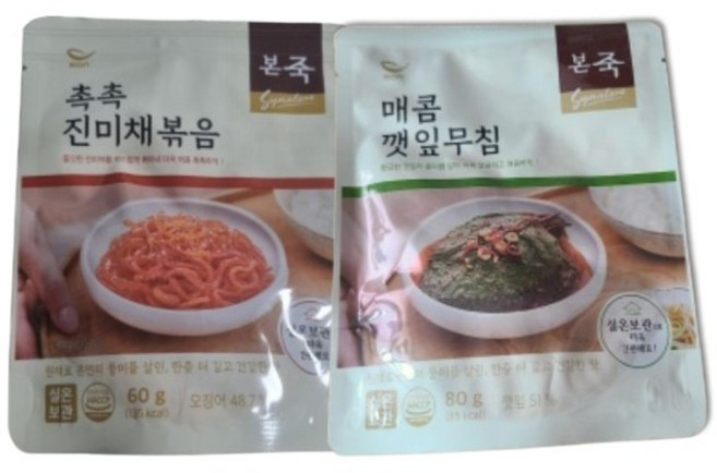 본죽 밑반찬 2종 반찬세트(진미채볶음 깻잎무침) 간편식 밀키트, 3세트, 140g