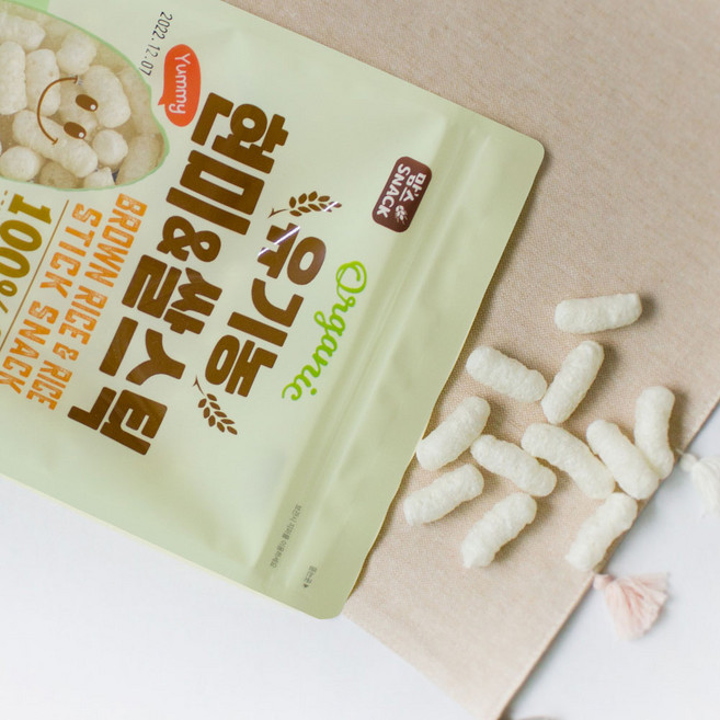 맘스스낵 유기농 팝짱 뻥튀기 아이과자 쌀 떡뻥 아이간식 아기촉감놀이, 유기농 현미&쌀스틱40g, 40g, 1개