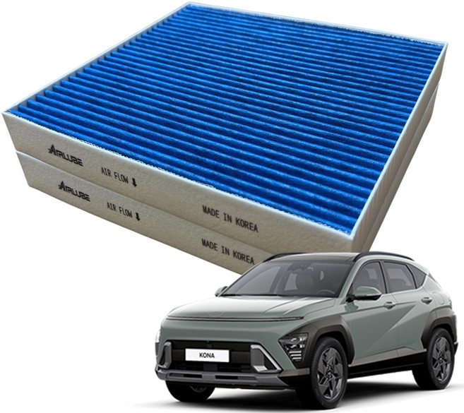 에어루브 블루 E11 PM0.3 프리미엄 활성탄 코나 에어컨 필터, 2개, 코나전기차(EV)-2018.04-P158