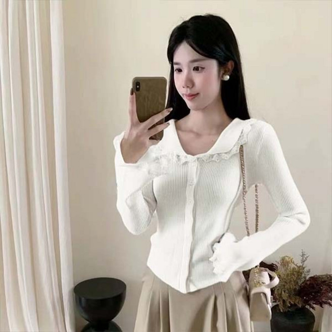 어반룩북 엘리사 레이스 카라 니트 가디건