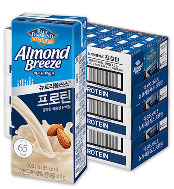 [매일유업] 아몬드브리즈 뉴트리플러스 프로틴 190ml 72팩, 72개