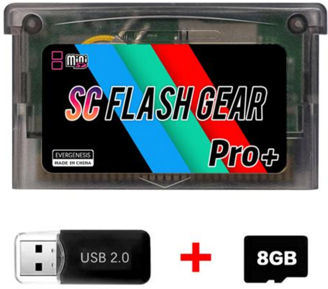 SCFW V1.5 미니 SC 카드 1000 게임 내장 플래시 GBA 카드 GBA GBC GB NES 호환 어댑터 포함 8G TF 게임 콘솔 액세서리, [02] SCFW Black 8G