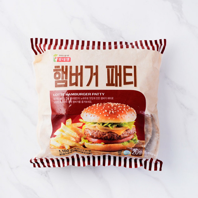 롯데푸드 햄버거 패티 1100g(20장), 1.1kg, 1개
