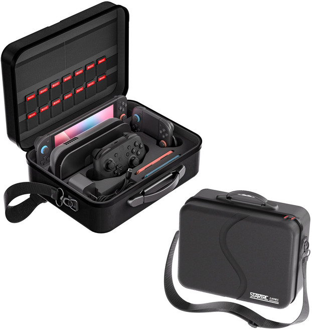 하늬바람 닌텐도 스위치2 전용 여행 보관가방 파우치 하드케이스, 1개, 블랙, 트래블