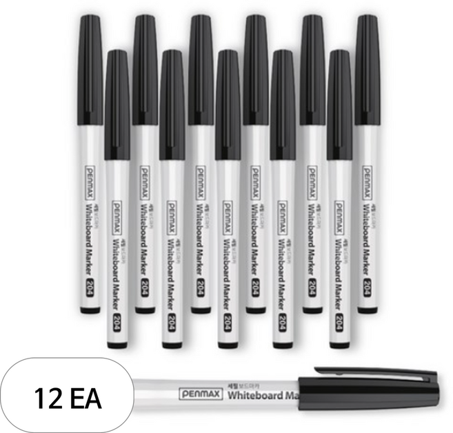 펜맥스 세필 보드마카, 검정, 12개