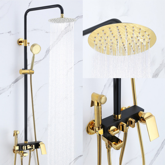 준앤코 BRS 골드 화이트/블랙 해바라기 샤워기 욕실 샤워 수전 레인샤워, BRS01B(블랙), 1개, 블랙