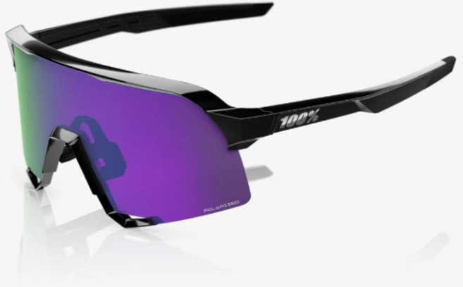 백퍼센트 100프로 S3 글로스 블랙 편광 라벤더 미러렌즈 야구 러닝 자전거 스포츠 낚시 고글, 1개