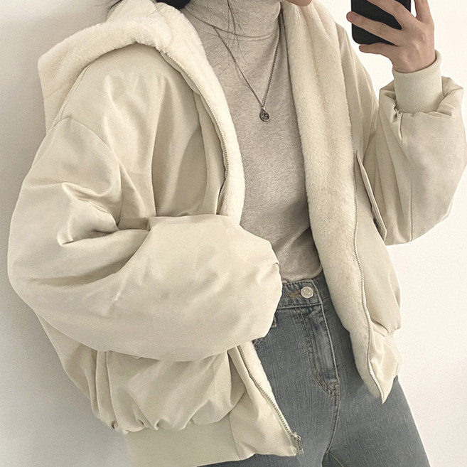 드마엘 투애니 리버시블 양면 털자켓 후드점퍼